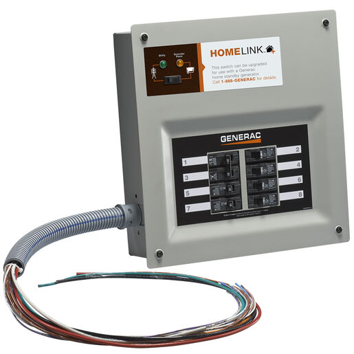 6852 – 30 Amp indoor transfer switch kit for 8-10 circ, stand-alone, Upgradeable